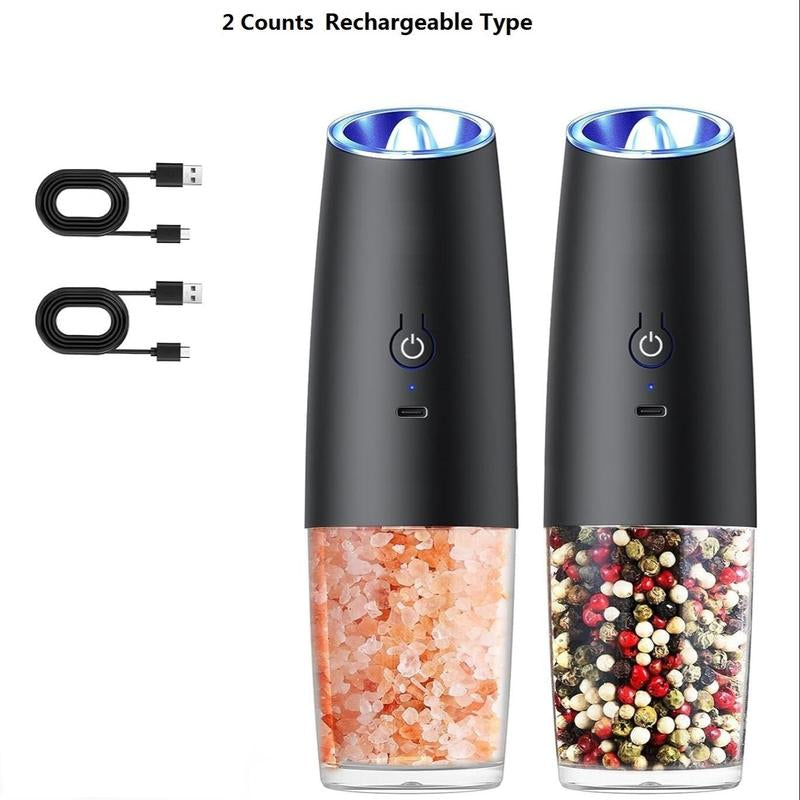 Electric Salt & Pepper Grinder Set, 1/2 Counts Battery Powered Household Seasoning Grinder, Portable Handheld Grinder for Kitchen(Without Battery), Gift