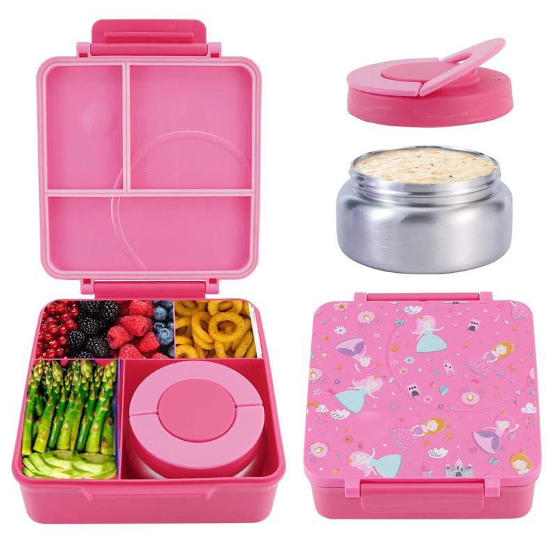 4-Compartment Bento Lunch Box with Soup Cup, 1 Set Microwave Safe Plastic Bento Container, Lunch Accessories, Portable Food Storage for Travel and Lunches