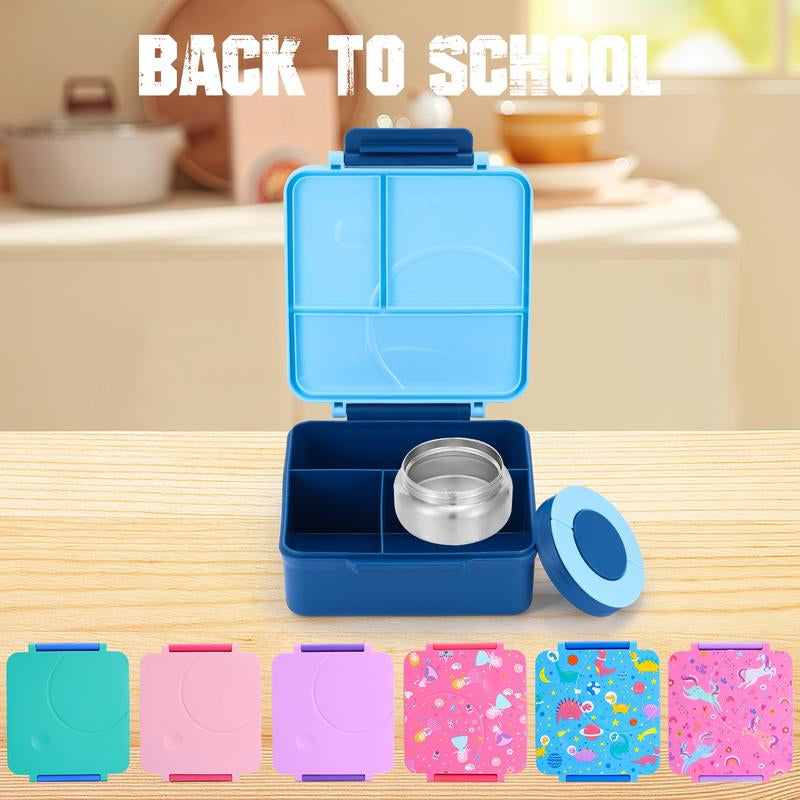 4-Compartment Bento Lunch Box with Soup Cup, 1 Set Microwave Safe Plastic Bento Container, Lunch Accessories, Portable Food Storage for Travel and Lunches