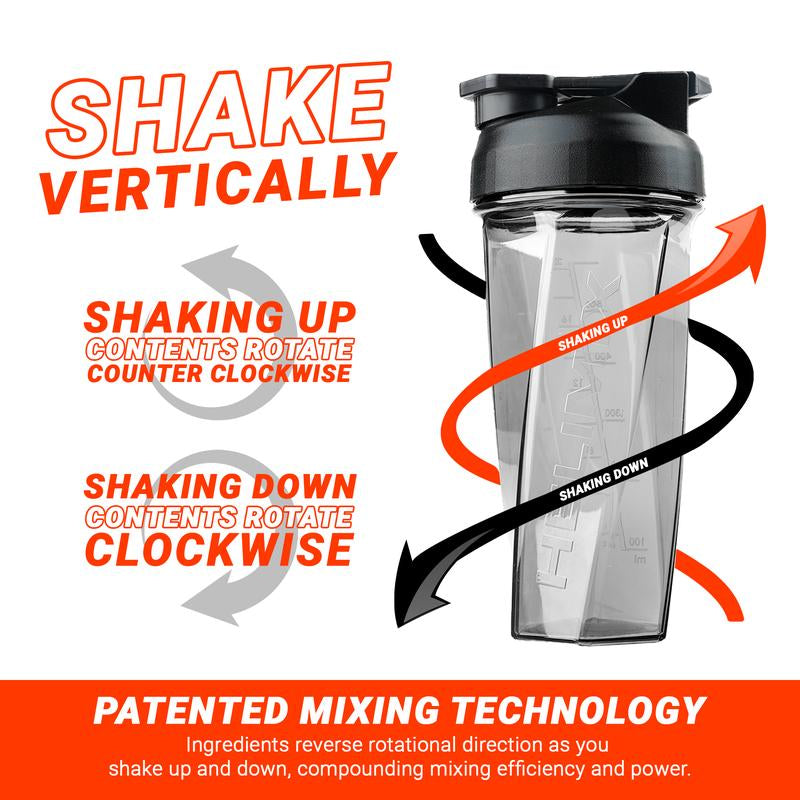 HELIMIX Blender Shaker Bottle Made in USA No Whisk Ball Needed