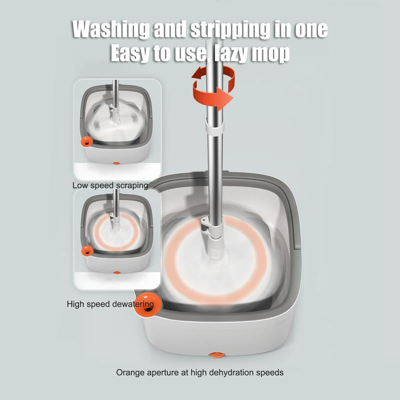 KZKR Spin Mop and Bucket System with Dual Compartment Mop Bucket & Thick Washable Microfiber Pads for Home Cleaning Household Items