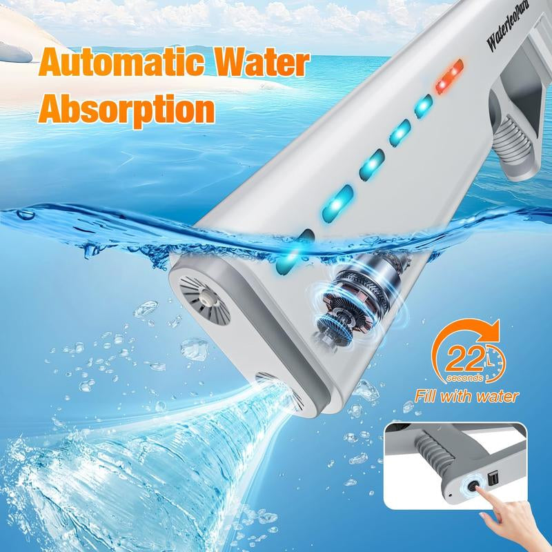 20 Inchs Electric Water Gun with Automatic Water Absorption, IP67 Waterproof Function,Built-In 1500Mah Battery, Long Range 30 -35FT, 600Ml Capacity, Rechargeable Outdoor Pool Pulse Squirt Gun for Adult, Kids