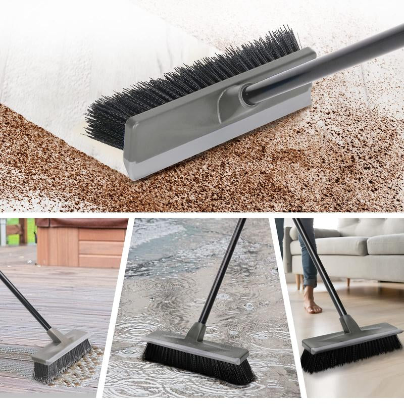 2 in 1 Floor Brush Scrubber with Long Handle Grout Brush 2023 New Upgrade Scrape Stiff Bristle Cleaning Scrub Brush with Squeegee 120°Rotating Tile Brush for Cleaning Bathroom Glass Patio Kitchen Floor Cleaner Floor Spatula Deck Brush Floor Brush