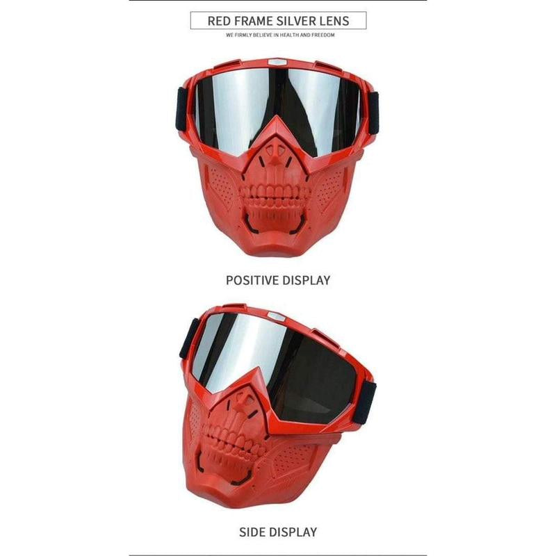 Skull Face Mask Goggle in Red Blk Blue Green
