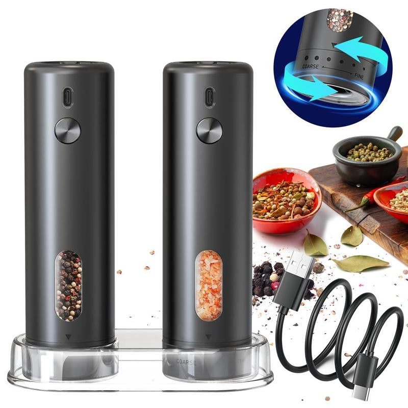 Electric Salt & Pepper Grinder Set, 1/2 Counts Battery Powered Household Seasoning Grinder, Portable Handheld Grinder for Kitchen(Without Battery), Gift
