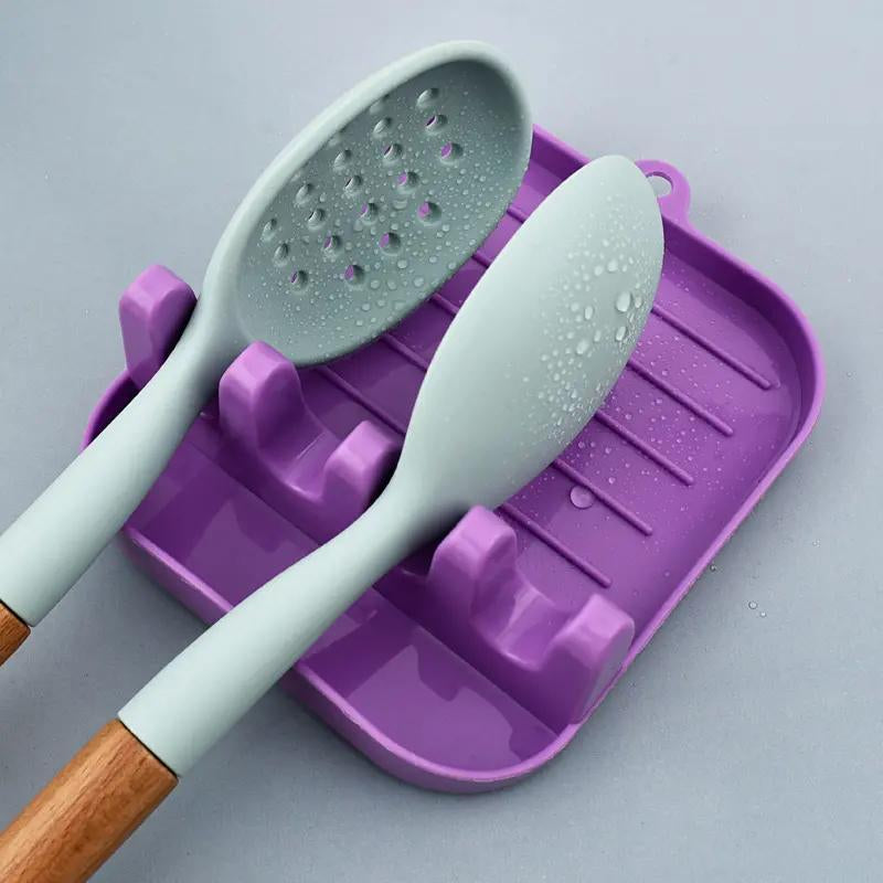 Pot Lid and Spoon Holder, 1 Count Non-Slip Kitchen Pot Lid and Spoon Rest, Spatula Countertop Storage Rack, Kitchen Gadgets, Kitchen Accessories, Kitchen Utensils Storage Organizer, Summer Gift