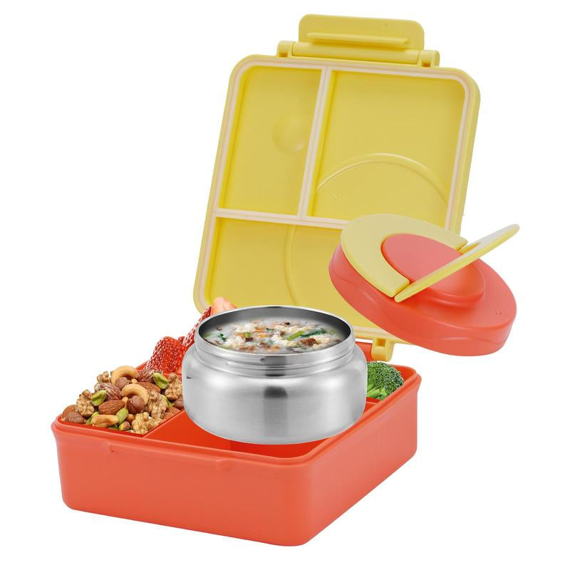 4-Compartment Bento Lunch Box with Soup Cup, 1 Set Microwave Safe Plastic Bento Container, Lunch Accessories, Portable Food Storage for Travel and Lunches