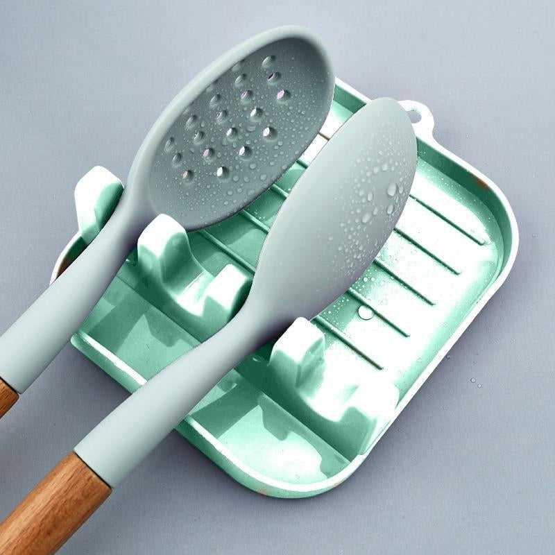 Pot Lid and Spoon Holder, 1 Count Non-Slip Kitchen Pot Lid and Spoon Rest, Spatula Countertop Storage Rack, Kitchen Gadgets, Kitchen Accessories, Kitchen Utensils Storage Organizer, Summer Gift