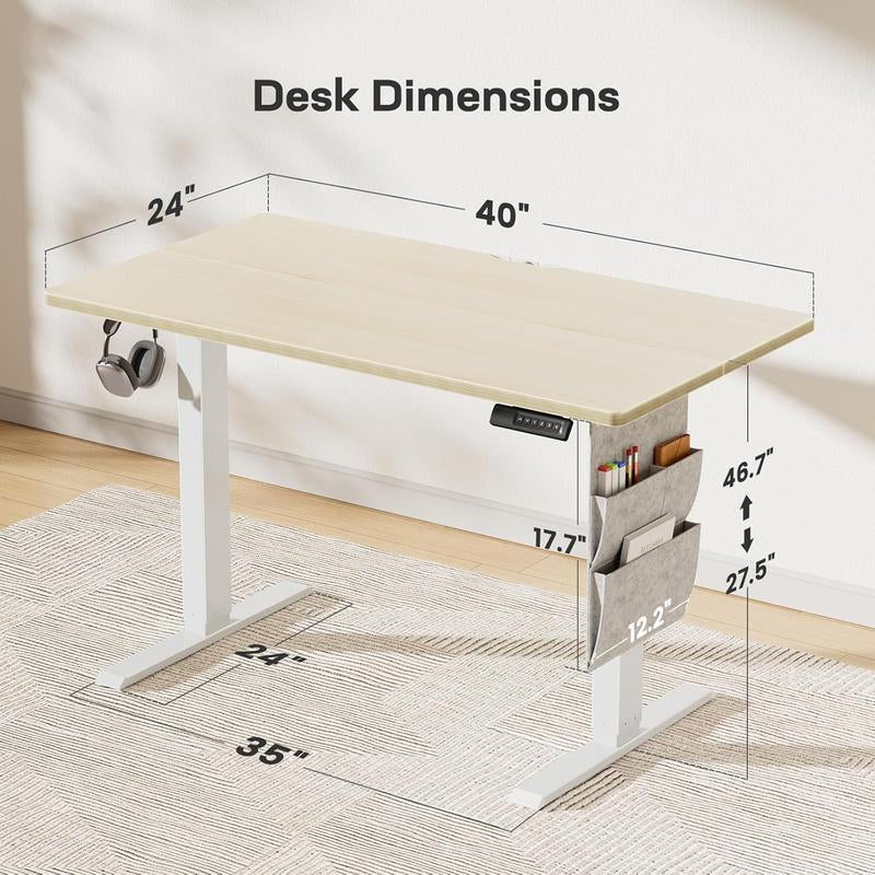 Ergear Electric Adjustable Standing Desk 48X24/55X28"Ergonomic Design W/Memory Preset Modern Metal Laptop Game Player Space-Saving Mobile Stand Computer Splice Board Work Table Workstation