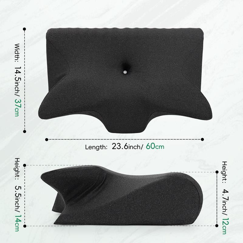 Ergonomic Orthopedic Memory Foam Soft Neck Pillow, 1 Count Comfortable Neck Support Pillow, Neck Rest Cushion for Sleeping, Sleep Pillow, Supportive Memory Foam, Durable Memory Foam