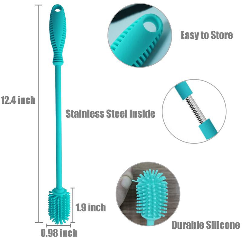 2 Pack Silicone Bottle Brush Cleaner Lab Cleaning Brush for Bottle - Blue Set Kitchen