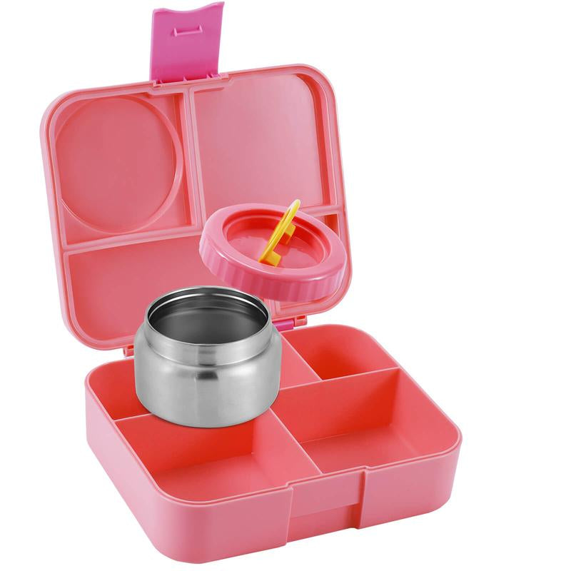 4-Compartment Bento Lunch Box with Soup Cup, 1 Set Microwave Safe Plastic Bento Container, Lunch Accessories, Portable Food Storage for Travel and Lunches