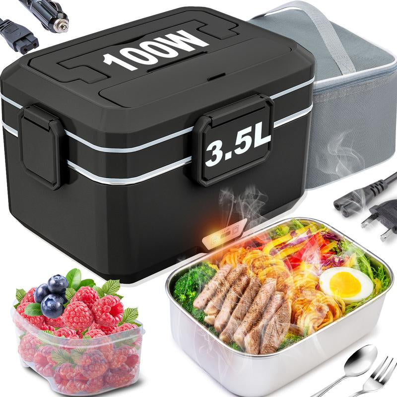 Nifogo Electric Lunch Box, 80W Food Heater 1,8L for Adults Portable Food Heater with Tableware and Lunch Bag, Car & Home Portable Electronic Food Heater for Home Office Travel