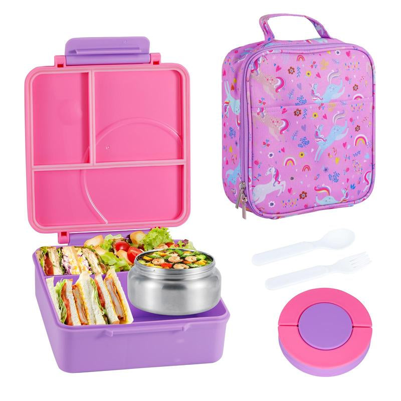 4-Compartment Bento Lunch Box with Soup Cup, 1 Set Microwave Safe Plastic Bento Container, Lunch Accessories, Portable Food Storage for Travel and Lunches