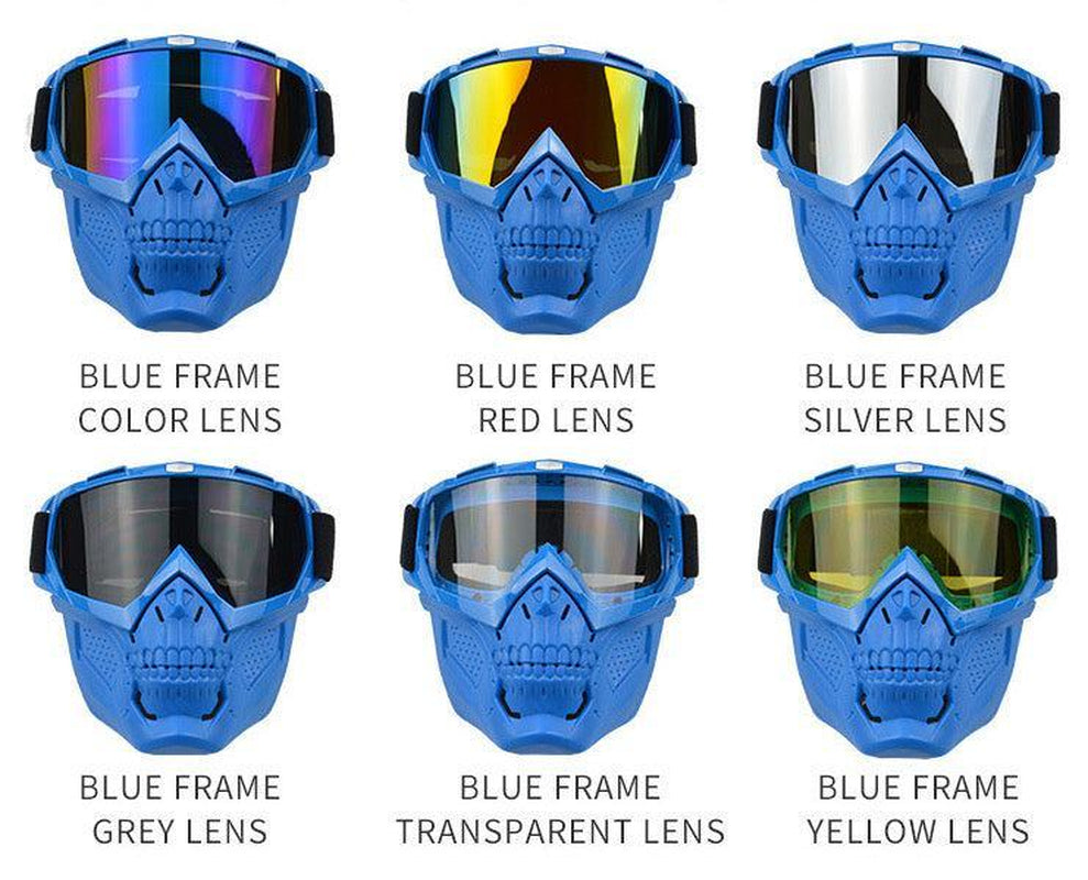 Skull Face Mask Goggle in Red Blk Blue Green