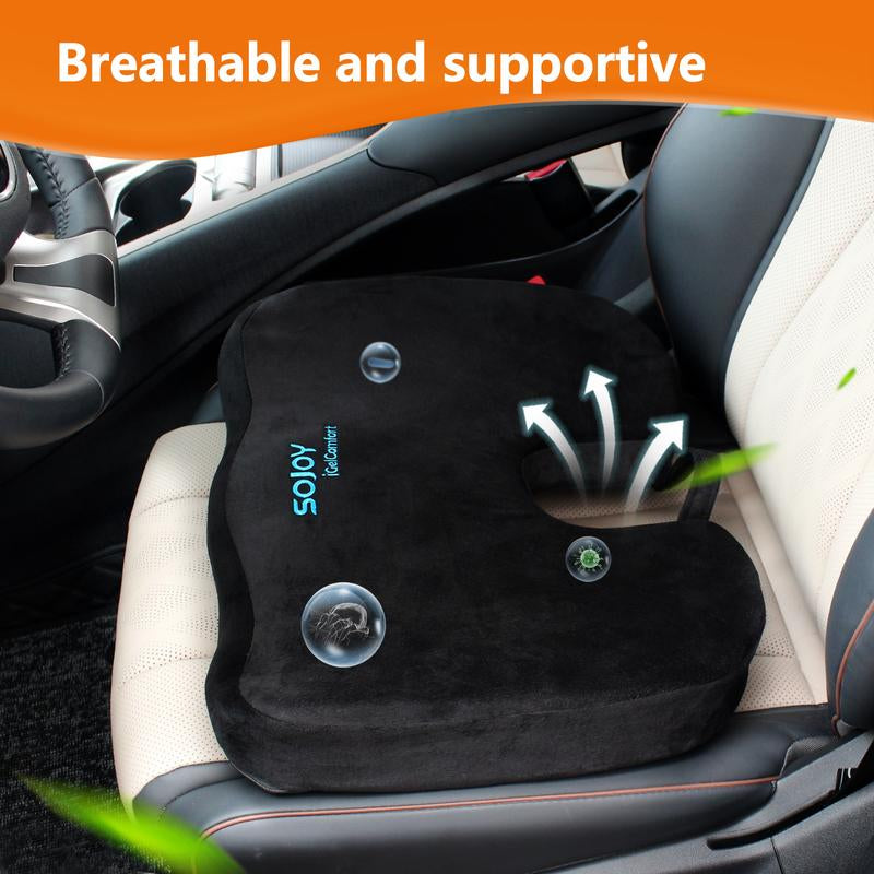 【Fall Sale】 Sojoy Charcoal Office Seat Cushion Memory Foam Chair Cushion - Back Coccyx Tailbone Pain Relief Seat Pillow for Office Chair, Car Seat Seatcushion