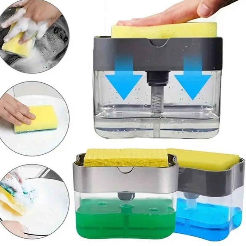 Dish Soap Dispenser and Sponge Holder for Kitchen Sink, Sponge Included, Household Brush Box Boxes