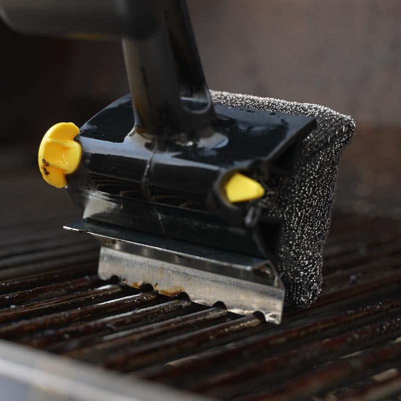BBQ Daddy Flextexture Grill Brush - Bristleless, Steel Scraper, Heat-Resistant Mesh, Handy Bottle Opener Barbecue Utensils Stainless