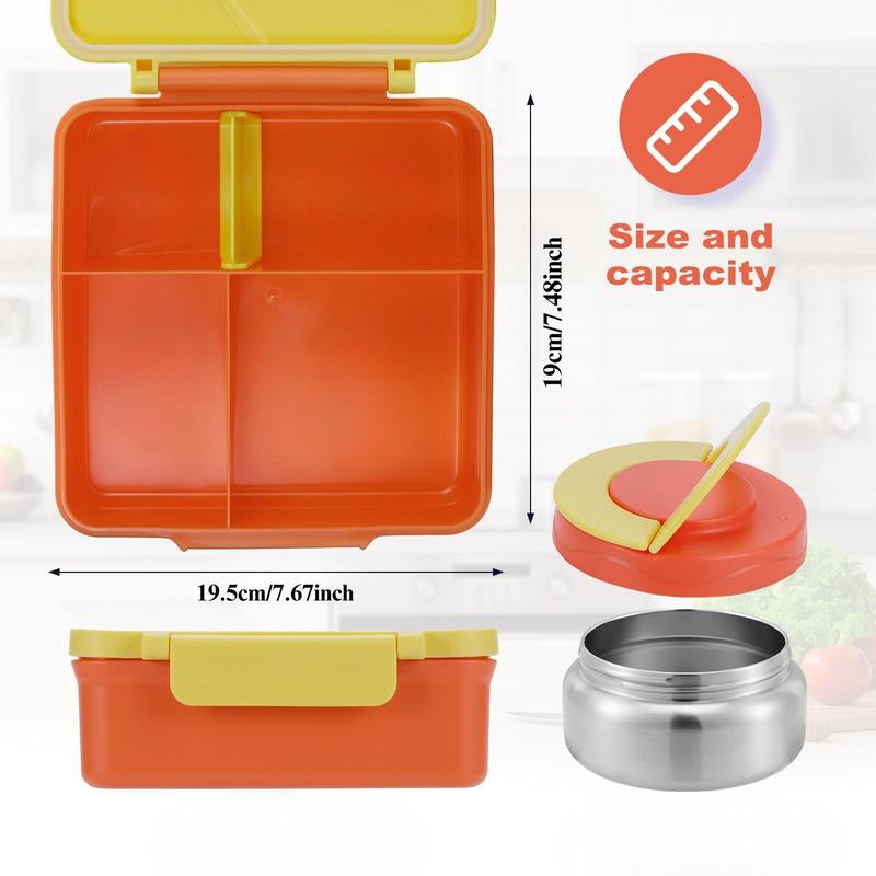 4-Compartment Bento Lunch Box with Soup Cup, 1 Set Microwave Safe Plastic Bento Container, Lunch Accessories, Portable Food Storage for Travel and Lunches