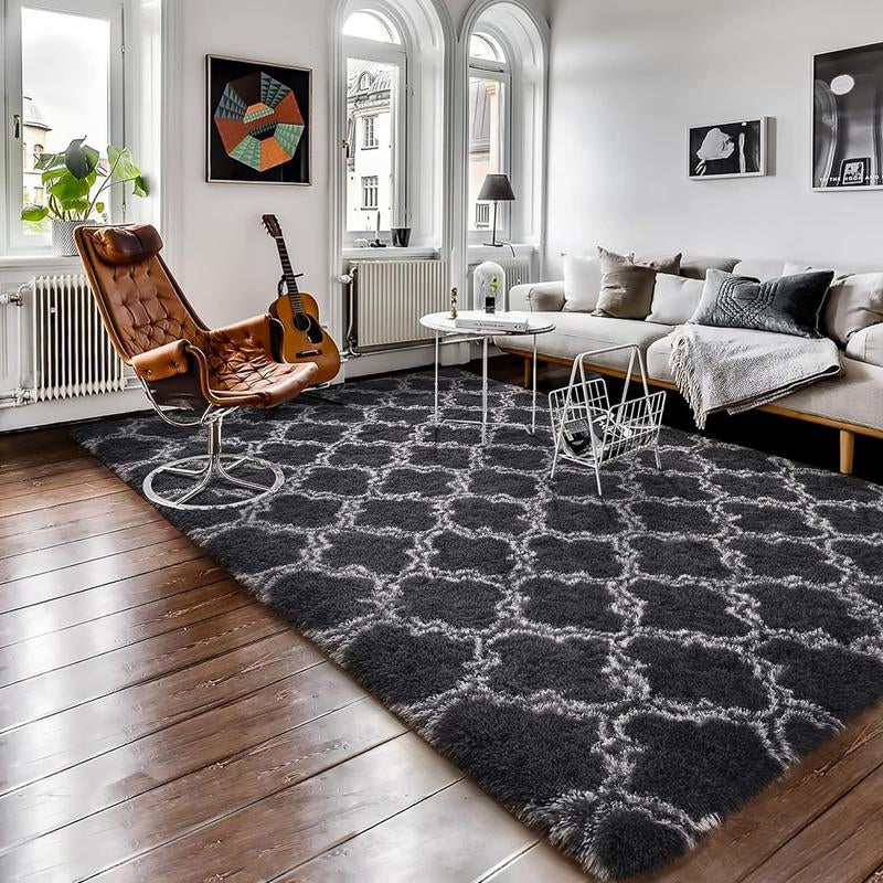 Plush Floor Mat Decorative Area Rug, Modern Floor Carpet for Living Room Bedroom Home Decor, Room Decor