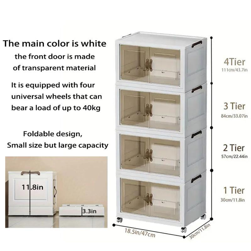 Summer Collapsible Storage Box with Lid & Wheels, 1 Count Large Capacity Clothes & Food Storage Container, Home Organizer【Please Place Order One by One】