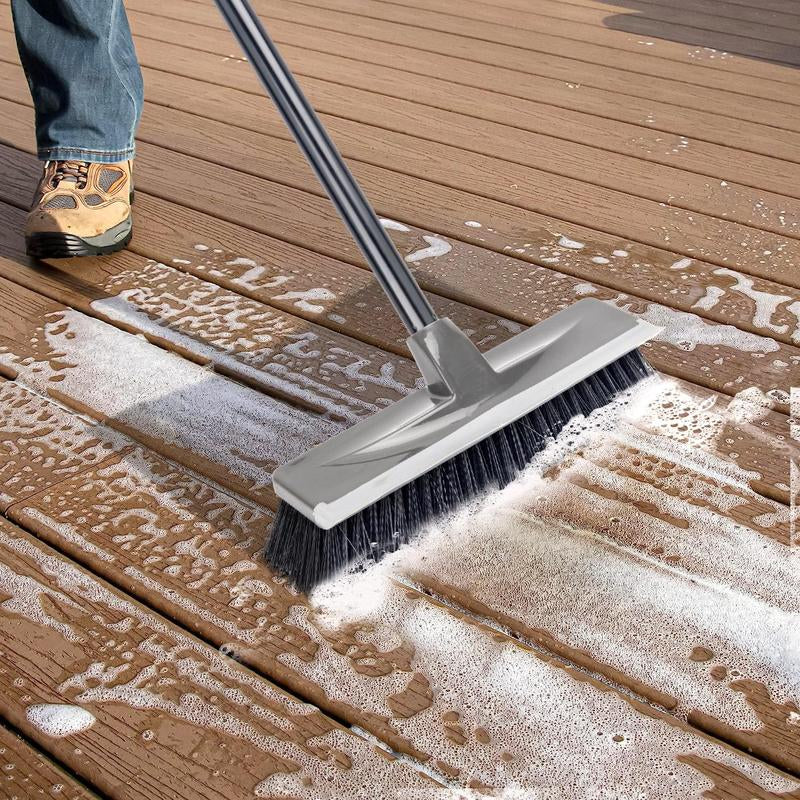 2 in 1 Floor Brush Scrubber with Long Handle Grout Brush 2023 New Upgrade Scrape Stiff Bristle Cleaning Scrub Brush with Squeegee 120°Rotating Tile Brush for Cleaning Bathroom Glass Patio Kitchen Floor Cleaner Floor Spatula Deck Brush Floor Brush