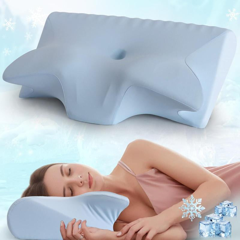 Ergonomic Orthopedic Memory Foam Soft Neck Pillow, 1 Count Comfortable Neck Support Pillow, Neck Rest Cushion for Sleeping, Sleep Pillow, Supportive Memory Foam, Durable Memory Foam