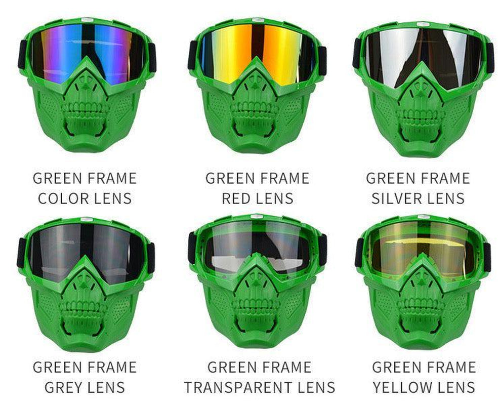 Skull Face Mask Goggle in Red Blk Blue Green