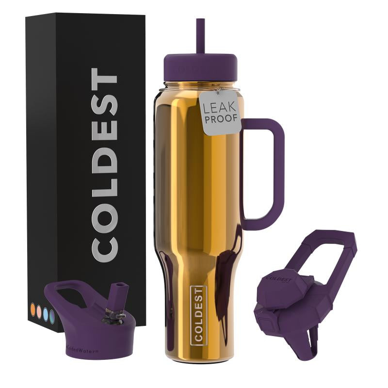 Coldest 46Oz 100% Leak Proof Insulated Tumbler with Lid & Straw (3 Lids) - Stainless Steel for Women & Men - Travel Containers, Chug & Drinkware