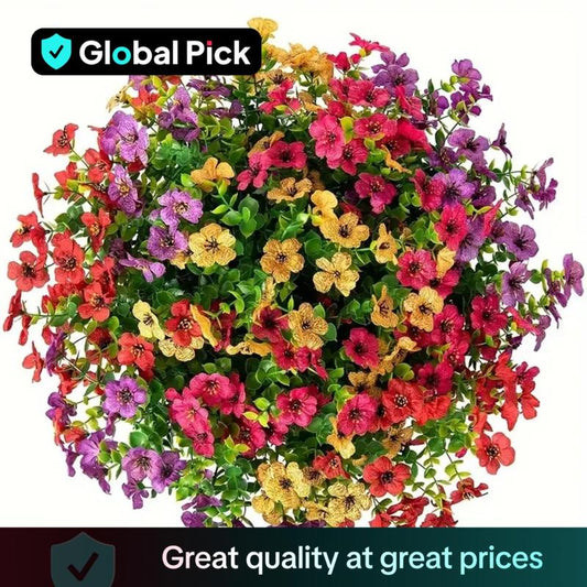Artificial Outdoor Flowers, UV Resistant Colorful Fake Flower, Decorative Bouquet for Home Garden Party Wedding Decor, Fake Blossom Plants, Garden Decorations, Artificial Flower Arrangements
