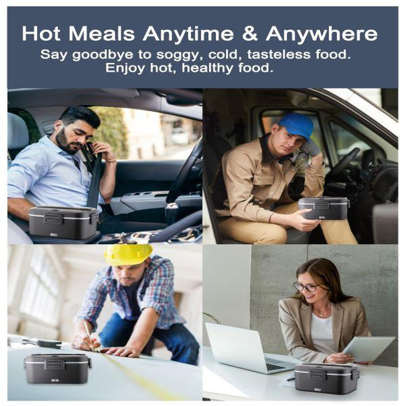 Nifogo Electric Lunch Box, 80W Food Heater 1,8L for Adults Portable Food Heater with Tableware and Lunch Bag, Car & Home Portable Electronic Food Heater for Home Office Travel