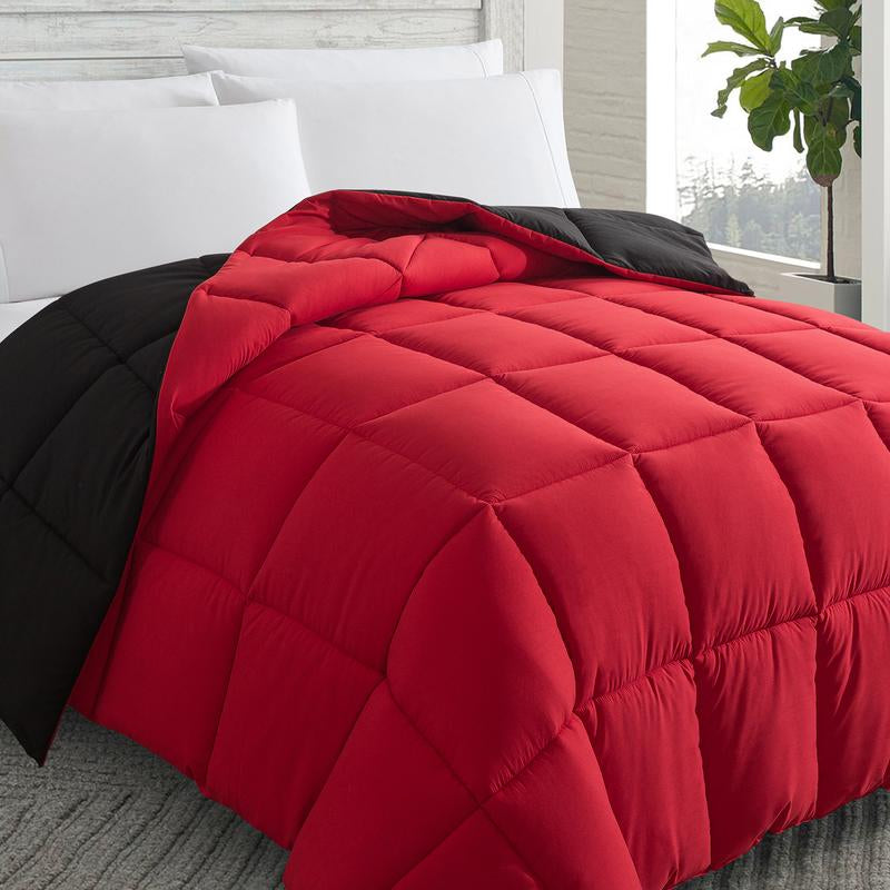 Cosybay down Alternative Comforter with 4 Corner Tabs All-Season Lightweight Reversible Duvet Insert Soft Fluffy Breathable Quilt Warm for Bedroom School High Quality Hotel Bedding Machine Washable Black Queen Size - Fathersdaygift