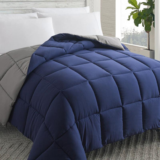 Cosybay down Alternative Comforter with 4 Corner Tabs All-Season Lightweight Reversible Duvet Insert Soft Fluffy Breathable Quilt Warm for Bedroom School High Quality Hotel Bedding Machine Washable Black Queen Size - Fathersdaygift