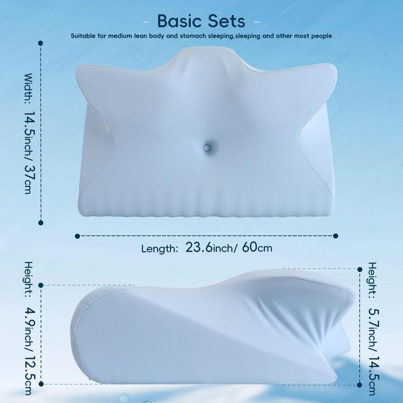 Ergonomic Orthopedic Memory Foam Soft Neck Pillow, 1 Count Comfortable Neck Support Pillow, Neck Rest Cushion for Sleeping, Sleep Pillow, Supportive Memory Foam, Durable Memory Foam