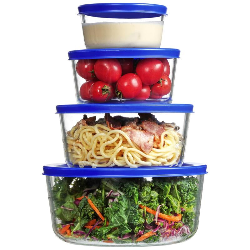 Vtopmart 12- 18 Pack Glass Food Storage Containers with Lids -Stackable Design for Kitchen Utensils Oven Microwave Freezer Dishwasher Kitchenware Square Fridge Organizers Insulated Lunch Compartment Green Rectangle