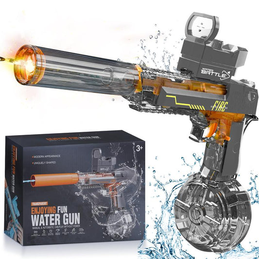 Electric Water Shooter with LED Lights, Powerful Squirt Water Pistol for Kids/Aldults,Long Range Shoot Reach to 26-35Ft Outdoor Water Toy,High Powered IP67 Waterproof for Summer, Outdoor,Party,Birthday Gift,Water Guns