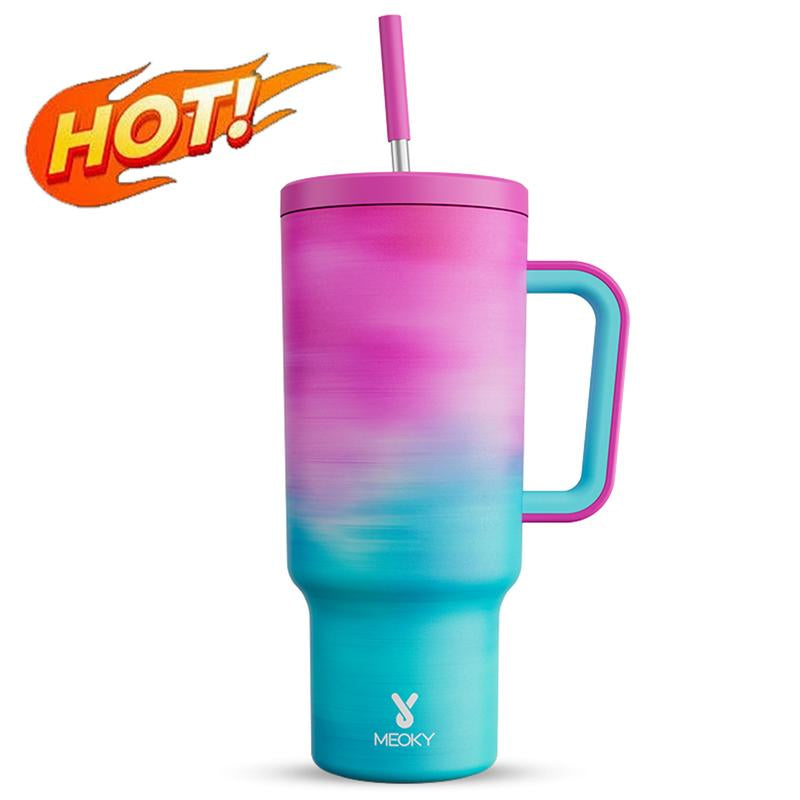 【Shipped from Usa】Meoky Reusable Food Grade Stainless Steel Cup for School, Outdoor, Office, Portable Leak-Proof Car Thermos Cup, Keeps Cold for 24 Hours, Valentine'S Day Gift (1182Ml)