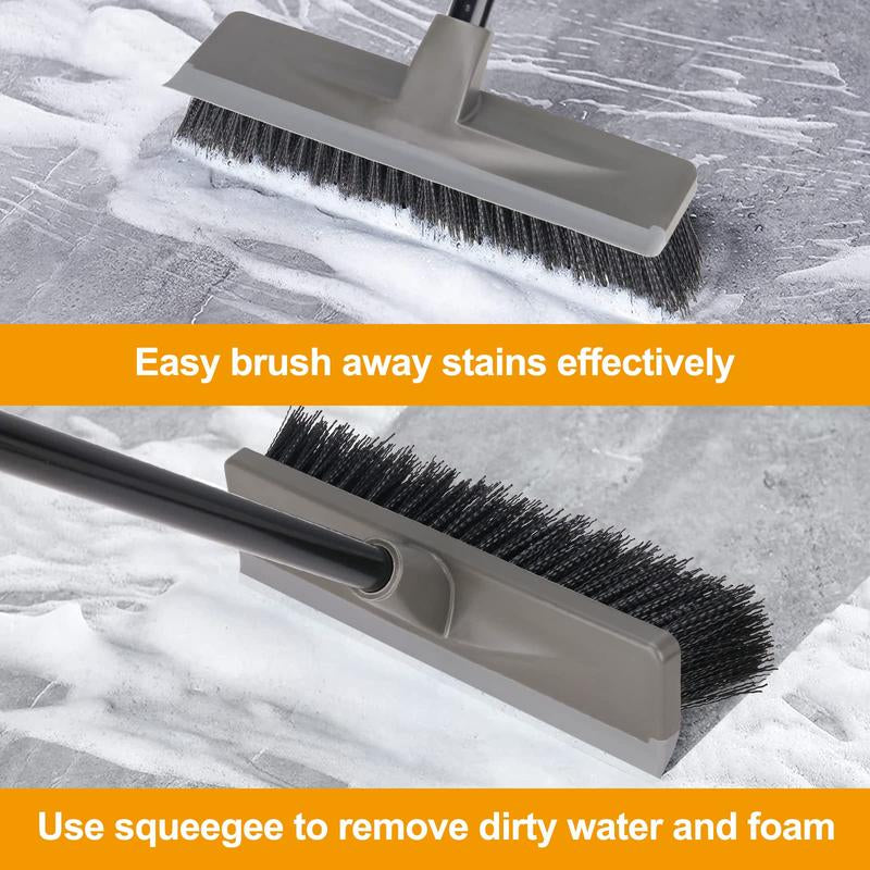 2 in 1 Floor Brush Scrubber with Long Handle Grout Brush 2023 New Upgrade Scrape Stiff Bristle Cleaning Scrub Brush with Squeegee 120°Rotating Tile Brush for Cleaning Bathroom Glass Patio Kitchen Floor Cleaner Floor Spatula Deck Brush Floor Brush