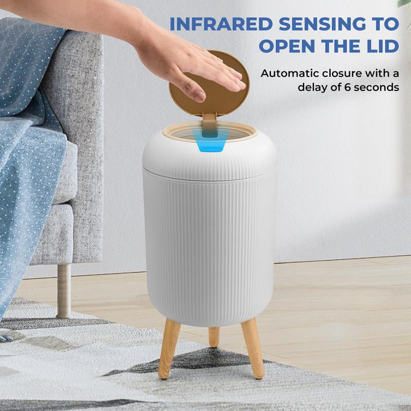 Pukomc Smart Induction Waterproof Trash Can for Bathroom, Bedroom, Office Nordic Style, Household Items Saving Space Motion Sensor Multifunctional Home Goods Environmentally Friendly Automatic