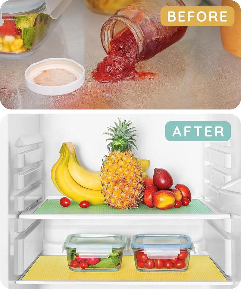 July Home Refrigerator Shelf Liners – 12-Pack, 17.7"X11.4", Washable, Non-Slip Fridge Mats for Fruit, Vegetables & Spills, Waterproof & Easy to Clean