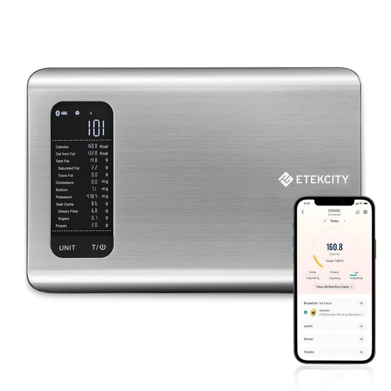 Etekcity Food Nutrition Scale, Digital Kitchen Calories Scale in Grams and Ounces, 19 Nutrient Facts, 11Lb Capacity, Stainless Steel, Kitchen Gadgets, Compact Design