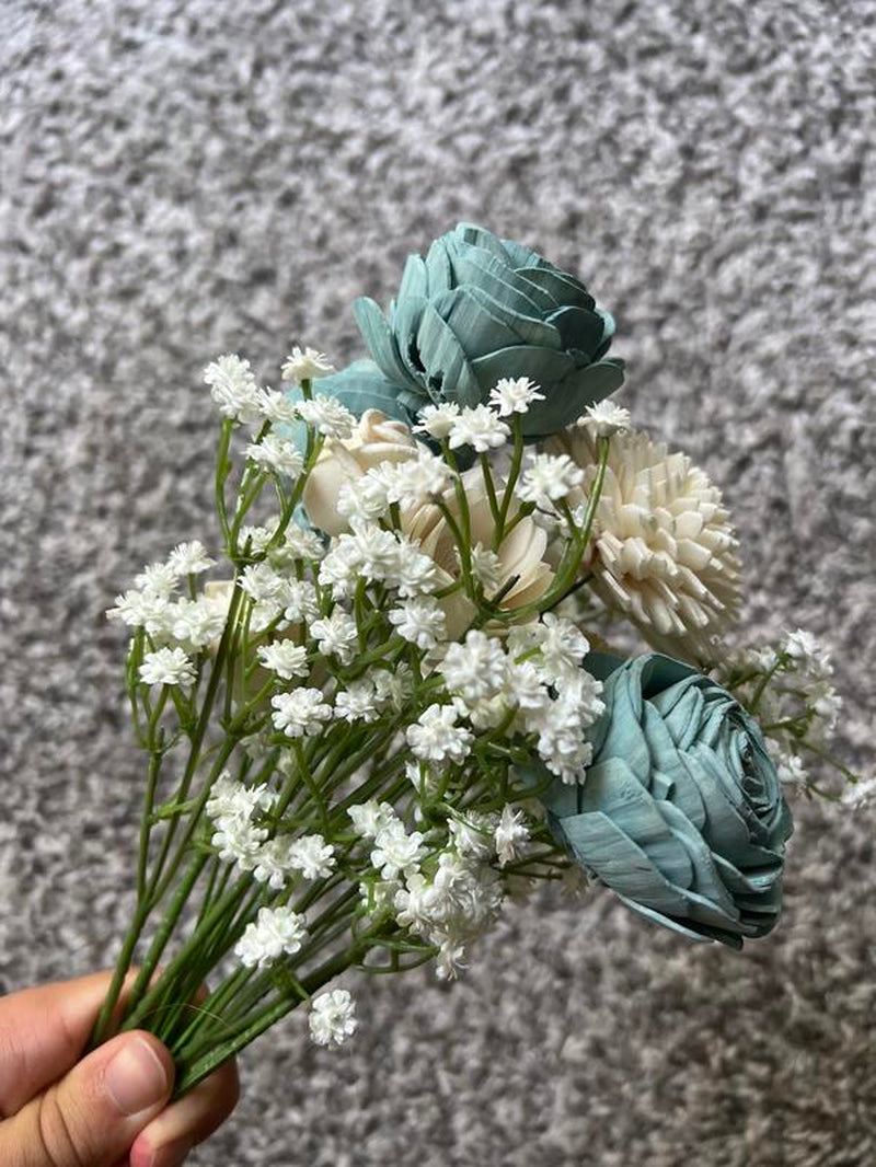 Blue Sola Wooden Flower Bouquet | August Blue Bouquet | 5+ Signature Flowers and Filler Flowers