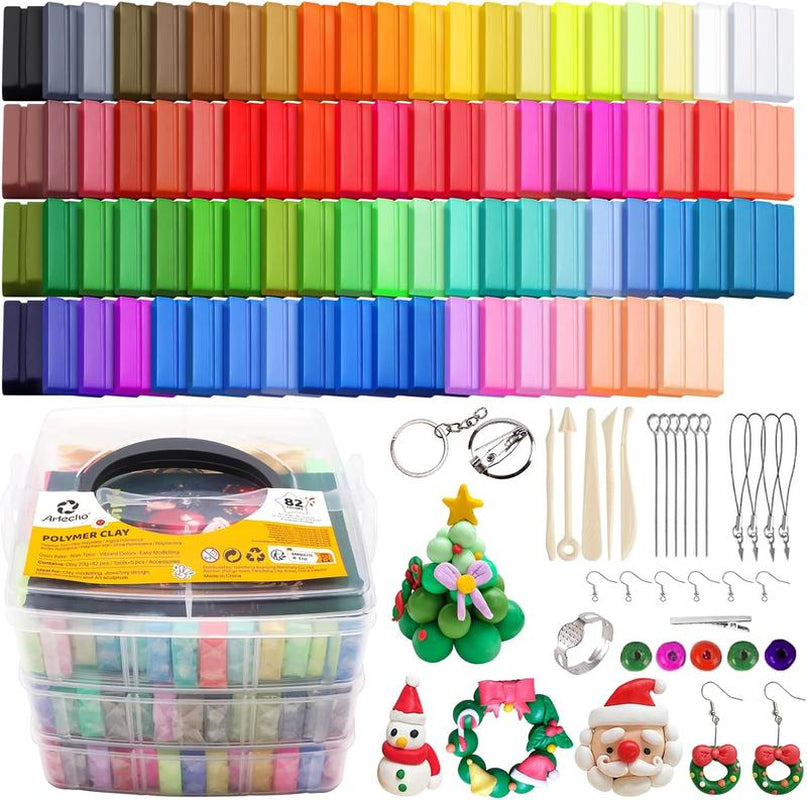 【GIFT Set】Artecho Polymer Clay, Modeling Kit with Clay Sculpting Tools and Accessories for DIY Crafts, Jewelry Design, and Art Sculpture