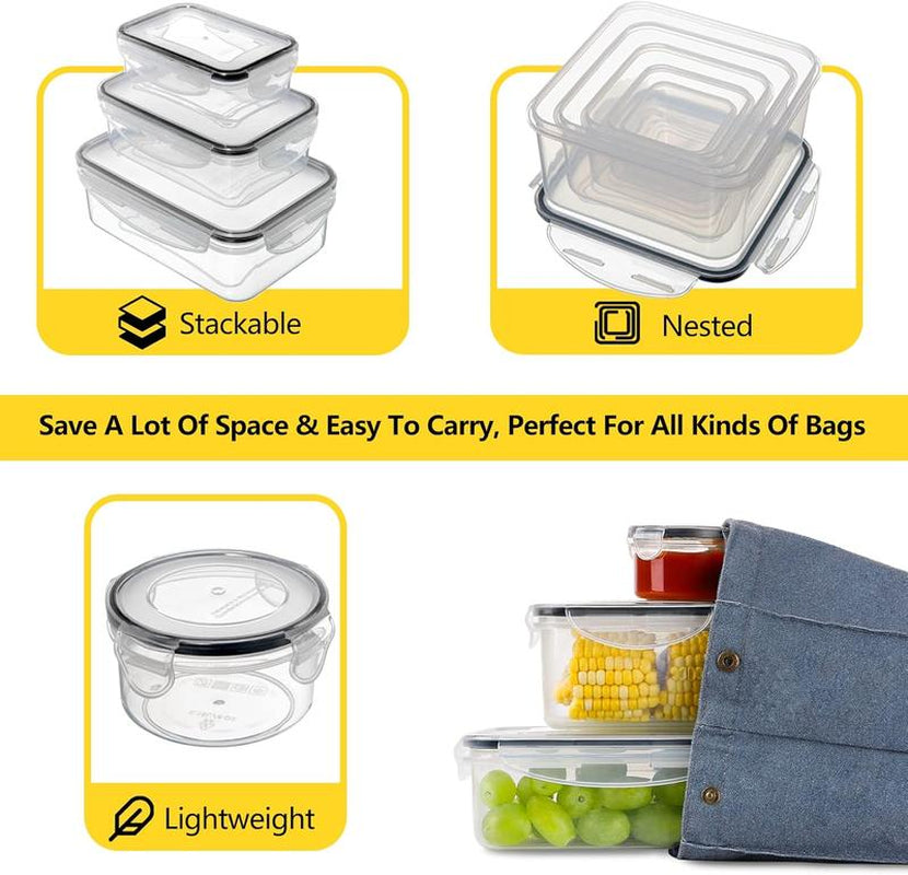AISOON 40 PCS 85Oz Airtight Food Storage Set (20 Containers & Lids), Bpa-Free,Leakproof, Microwave-Safe,For Kitchen Organization, Fruit Organizer