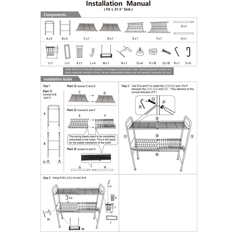 【Holiday Deals】San Dream over Sink Rack Kitchen over the Sink Dish Drying Rack Organizer Large Space Saving Dish Drainer Countertop Dishes Rack on Counter Caddy Utensil Metal Organizer 1&2 Tiers