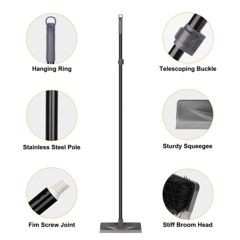 2 in 1 Floor Brush Scrubber with Long Handle Grout Brush 2023 New Upgrade Scrape Stiff Bristle Cleaning Scrub Brush with Squeegee 120°Rotating Tile Brush for Cleaning Bathroom Glass Patio Kitchen Floor Cleaner Floor Spatula Deck Brush Floor Brush