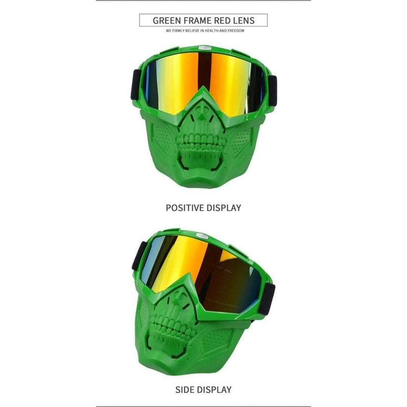 Skull Face Mask Goggle in Red Blk Blue Green