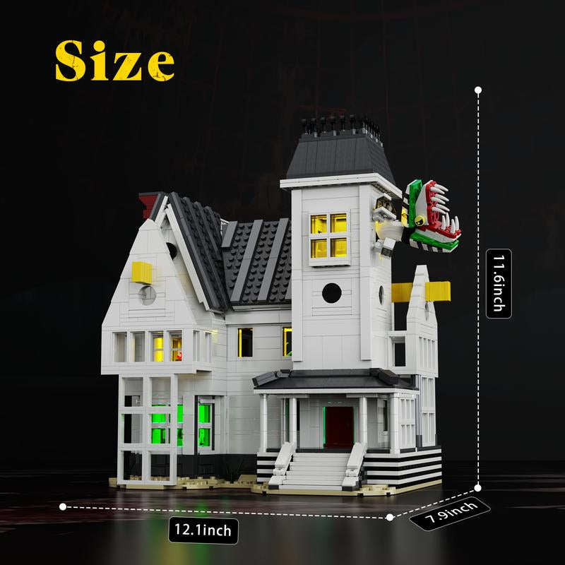 Haunted House Brick Set with LED Lights – Afterlife-Inspired Spooky Model Building Block Set for Gothic Home Decor & Halloween Gifting