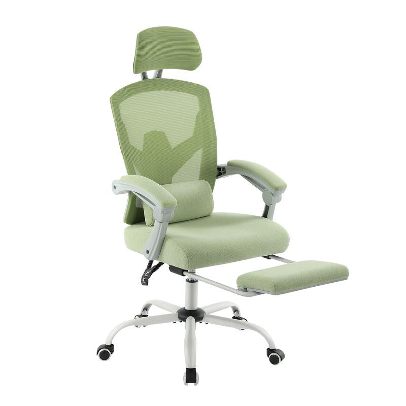 【Back to School】Sweet Furniture Ergonomic Office Chair with Foot Rest and Adjustable Headrest, Mesh Swivel Rolling Task Chair, Height Adjustable, Office Gifts