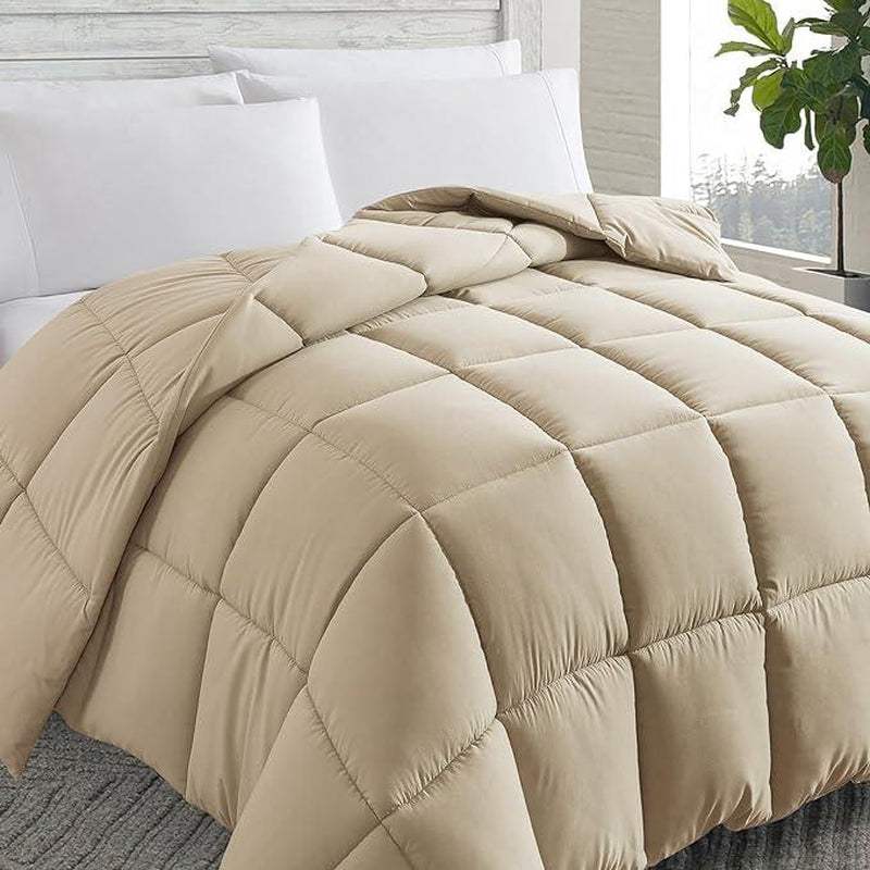 Cosybay down Alternative Comforter with 4 Corner Tabs All-Season Lightweight Reversible Duvet Insert Soft Fluffy Breathable Quilt Warm for Bedroom School High Quality Hotel Bedding Machine Washable Black Queen Size - Fathersdaygift